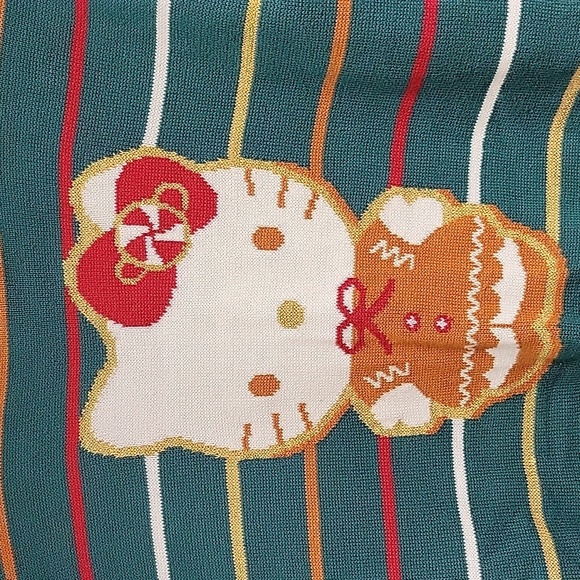 Hello Kitty By Sanrio, Girls Teal Striped Crewneck Sweater, Sz Large - Picture 2 of 5